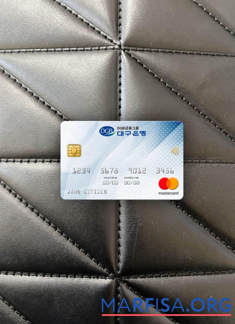 Южная Корея Daegu Банковский mastercard фотообраз Лицевая сторона образец