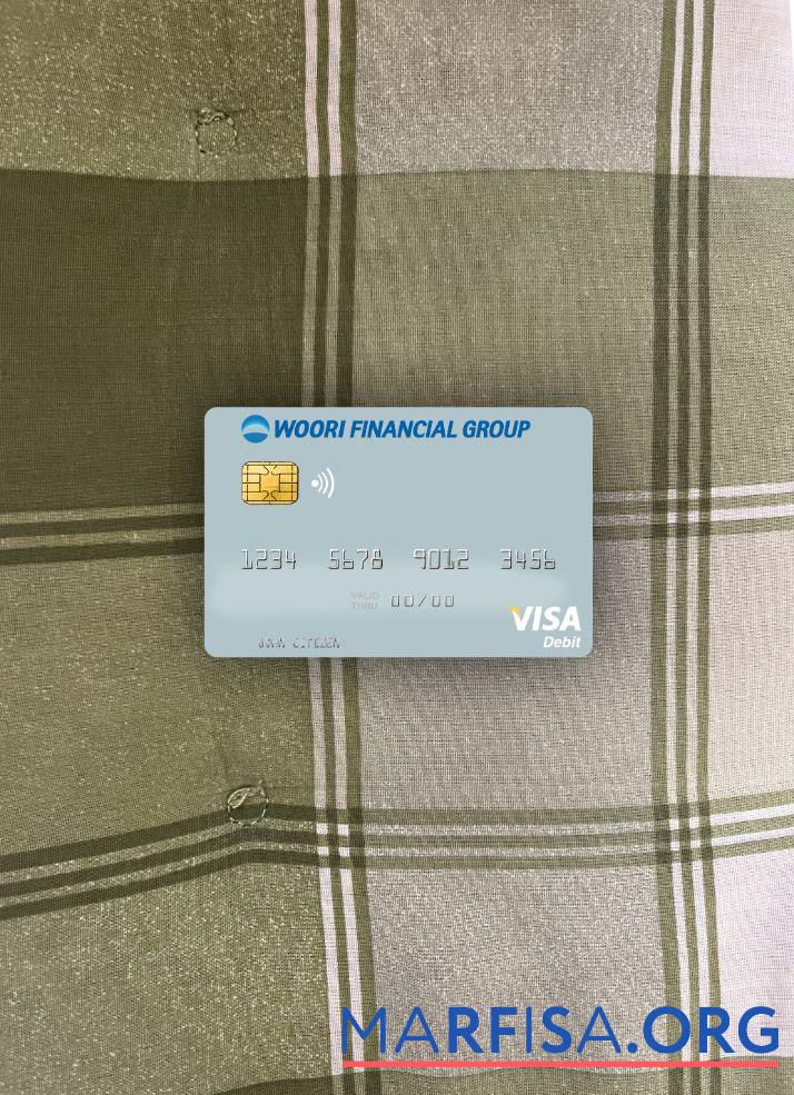 Южная Корея Woori Financial Group Виза Дебет Карта фотообраз Лицевая сторона макет