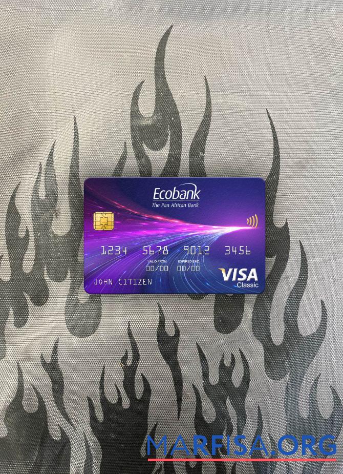 Южный Судан Ecobank Виза classic Карта фотообраз Лицевая сторона образец