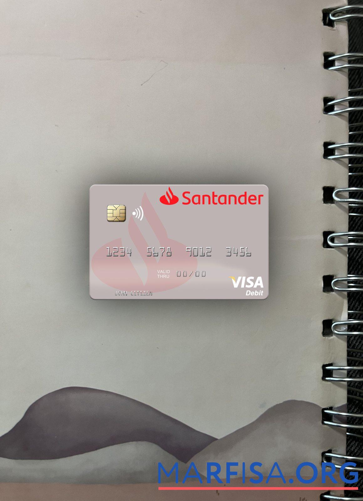 Испания Banco Santander Виза Дебет Карта фотообраз Лицевая сторона образец
