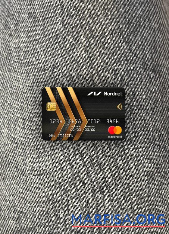 Швеция Nordnet AB Банковский mastercard фотообраз Лицевая сторона шаблон