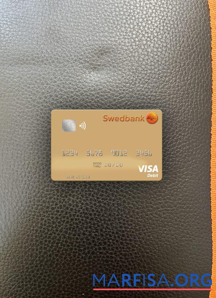 Швеция Swedbank Виза Дебет Карта фотообраз Лицевая сторона образец