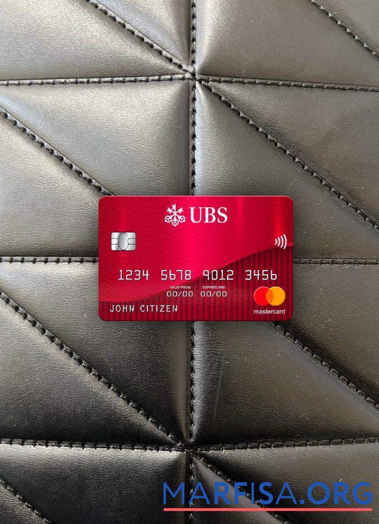Швейцария UBS Банковский mastercard фотообраз Лицевая сторона макет