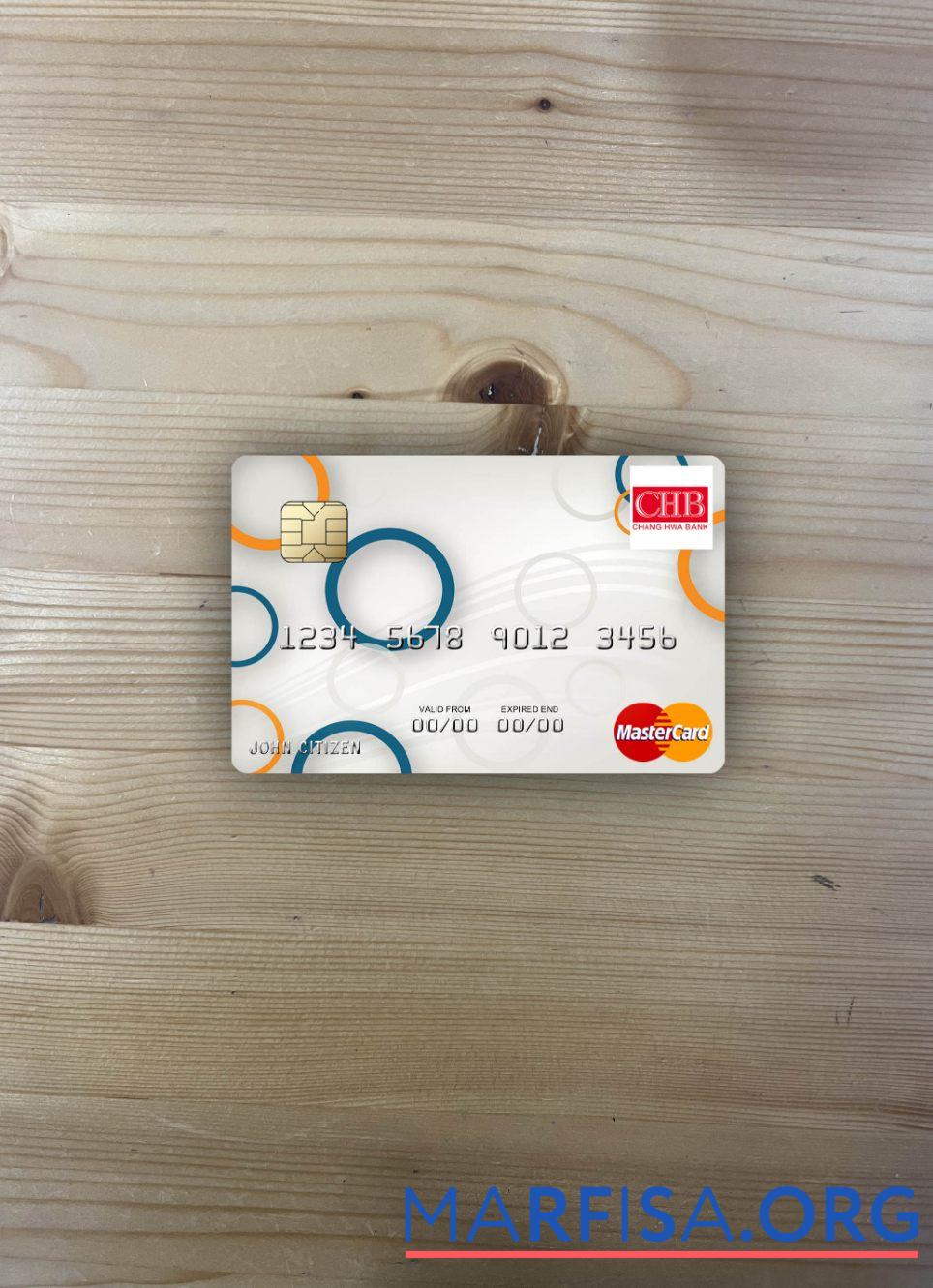 Тайвань Chang Hwa Банковский mastercard фотообраз Лицевая сторона шаблон
