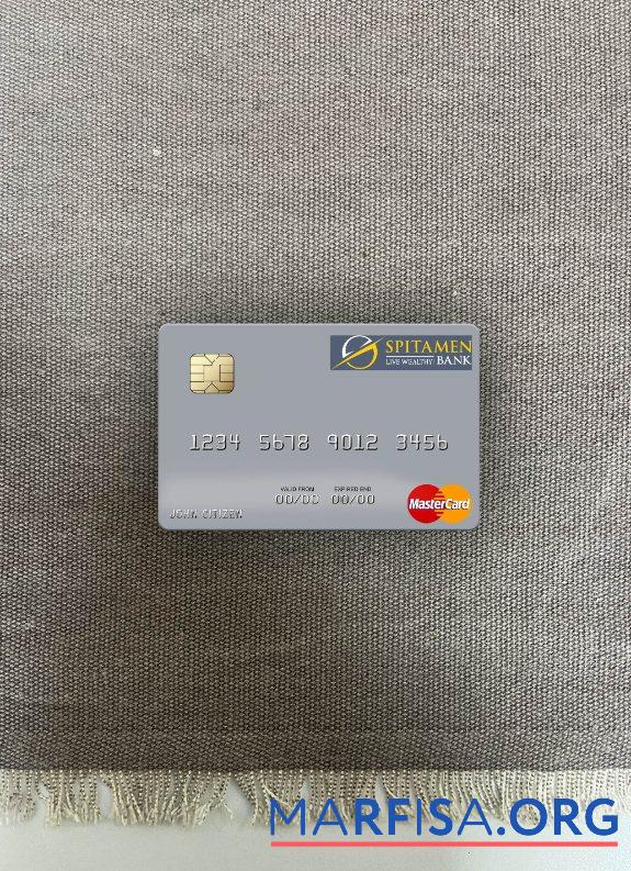 Таджикистан Spitamen Банковский mastercard фотообраз Лицевая сторона образец