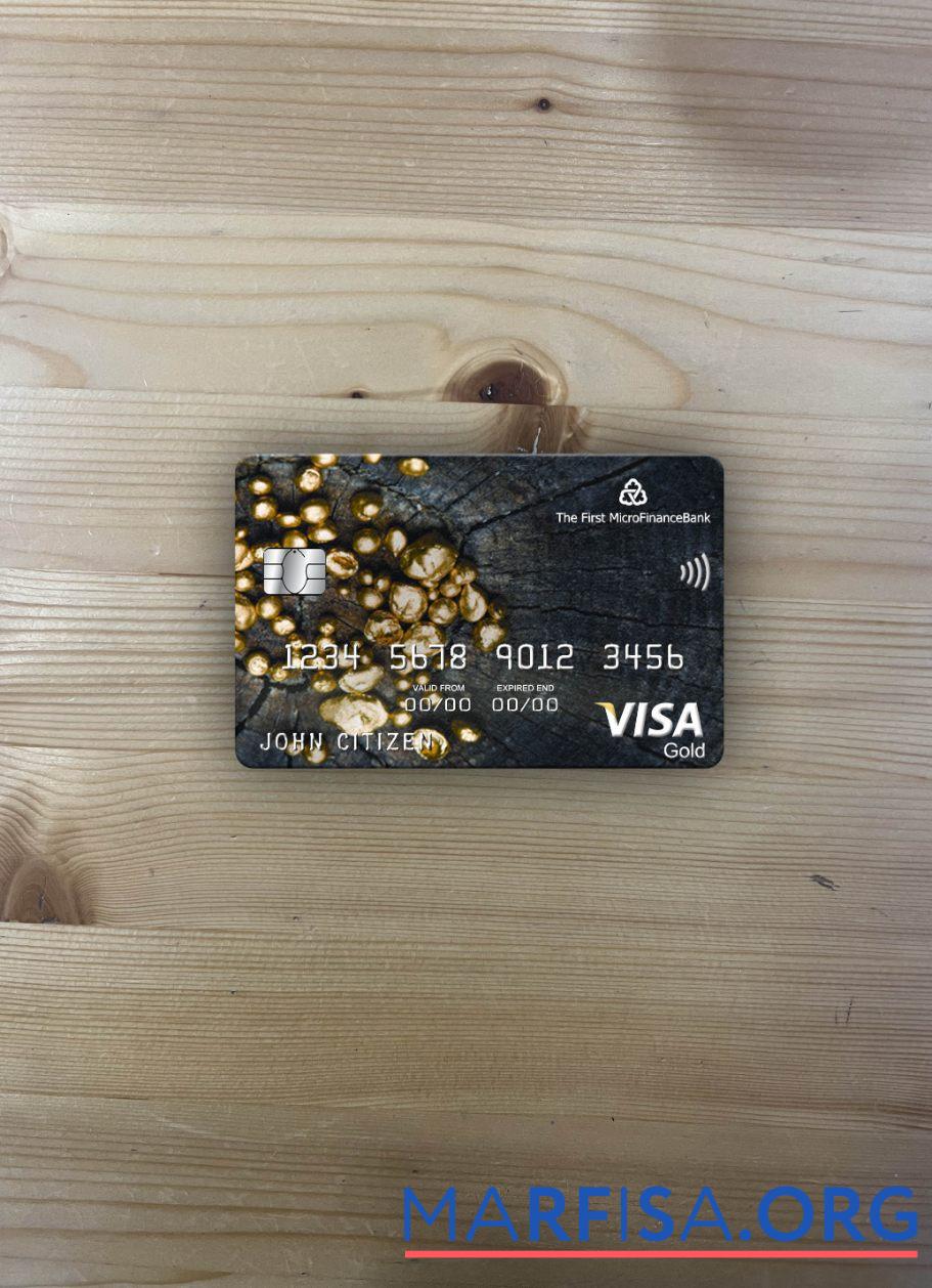 Таджикистан The First MicroFinance (FMFB) Банковский Виза gold Карта фотообраз Лицевая сторона предпросмотр
