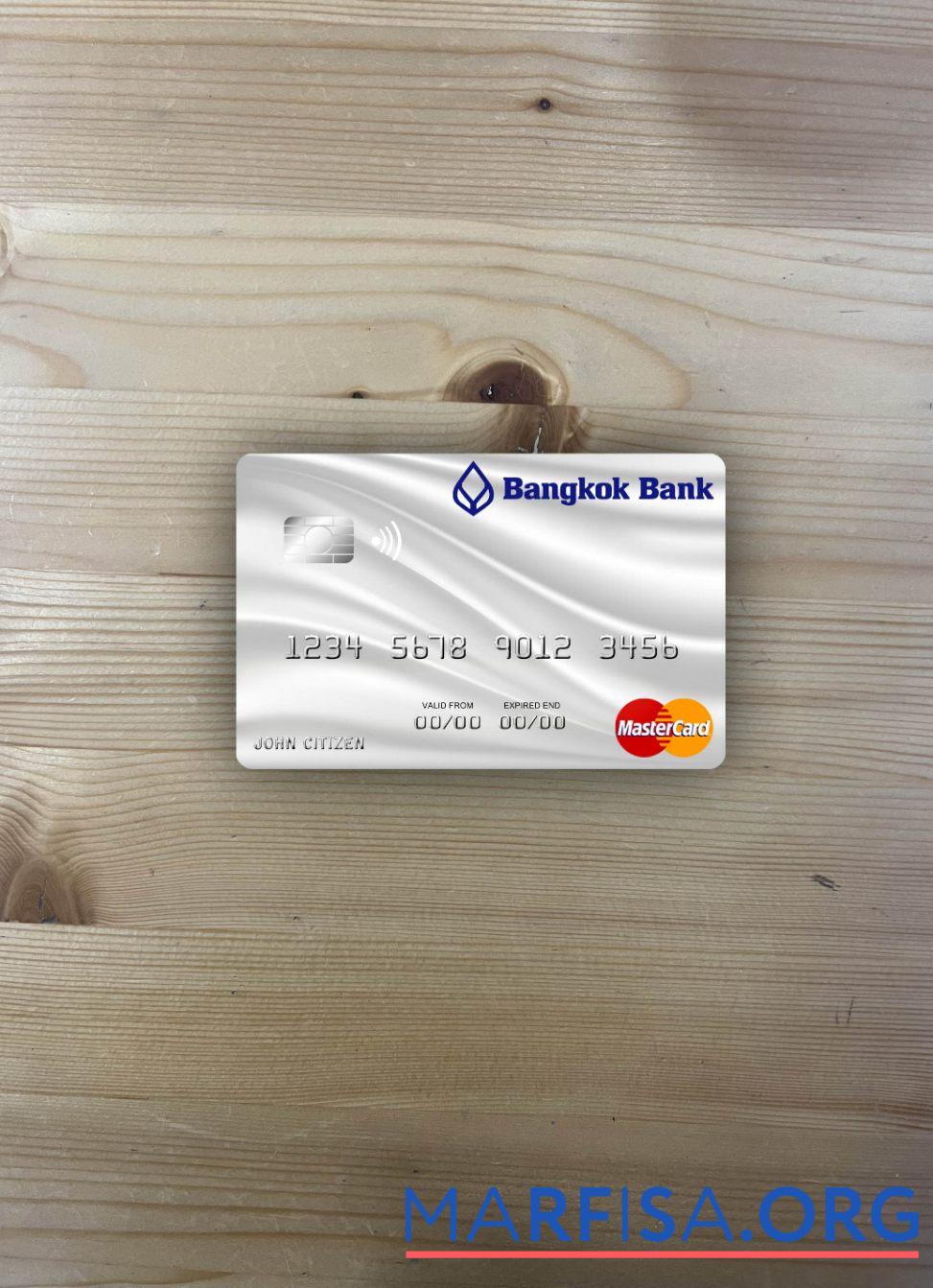 Таиланд Bangkok Банковский mastercard серый фотообраз Лицевая сторона образец