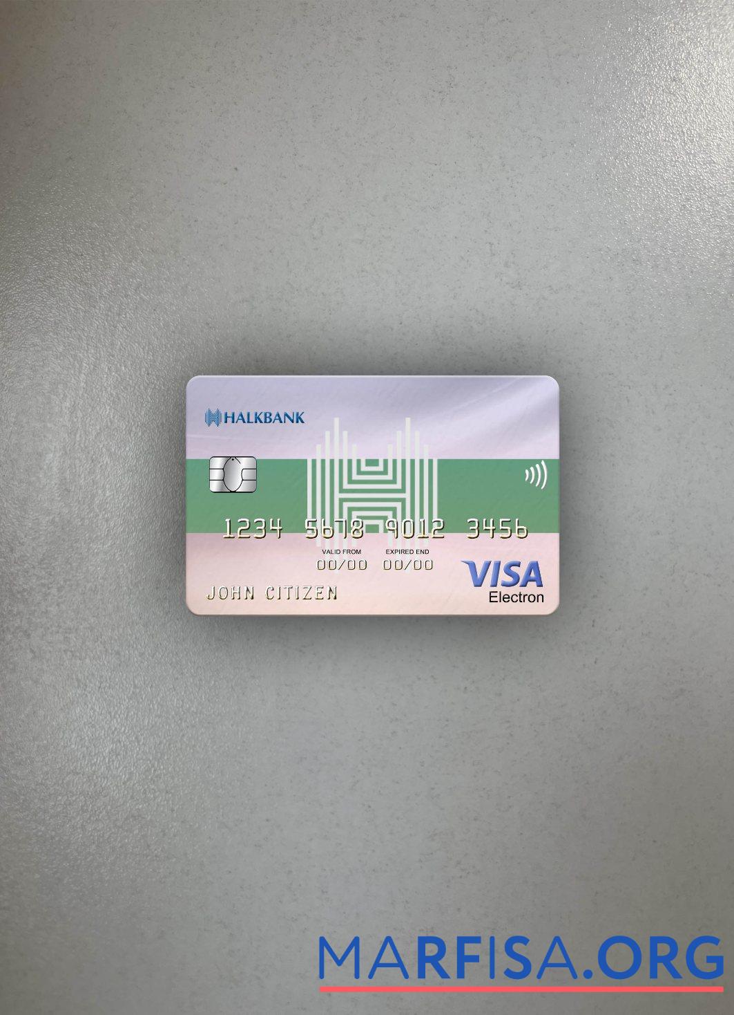 Туркменистан Halkbank Виза electron Карта фотообраз Лицевая сторона макет
