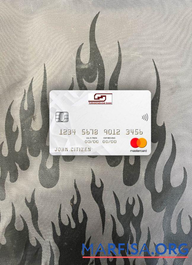 Туркменистан Turkmenbashi Банковский mastercard фотообраз Лицевая сторона шаблон