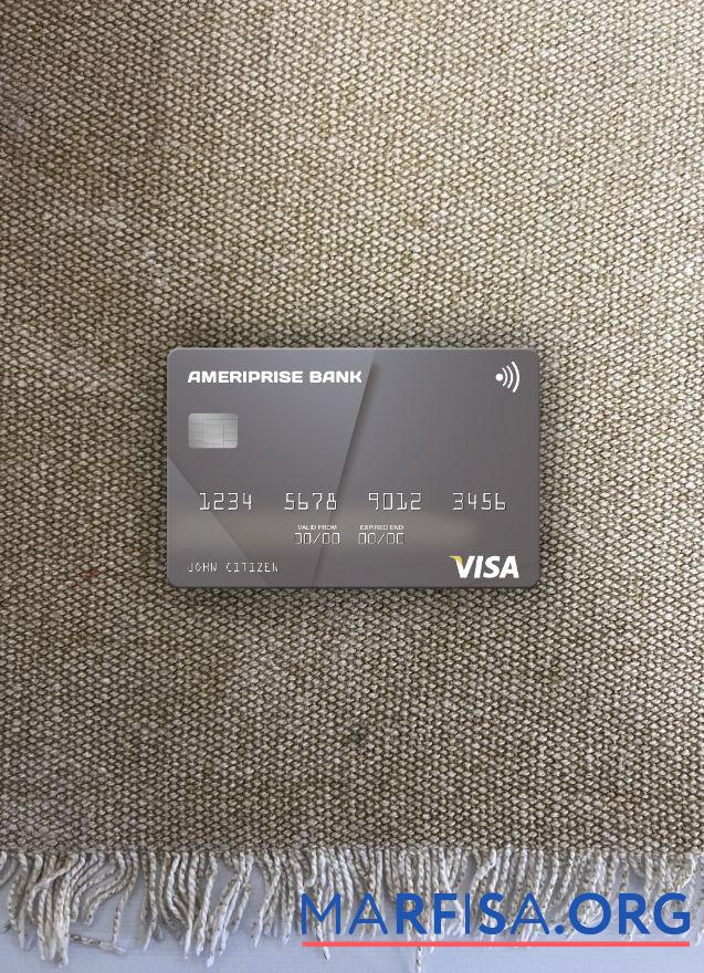 США Ameriprise Банковский Виза Карта фотообраз Лицевая сторона шаблон