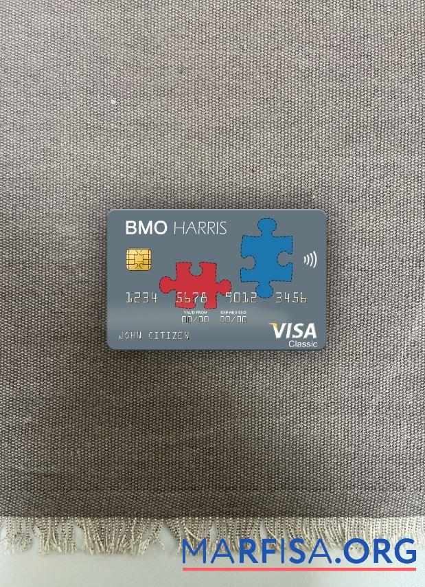 США BMO Harris Банковский Виза Карта фотообраз Лицевая сторона предпросмотр
