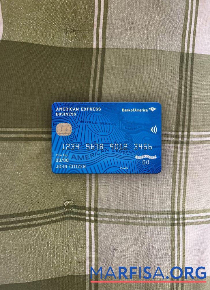 США Банковский of Америка AMEX Бизнес Карта фотообраз Лицевая сторона образец