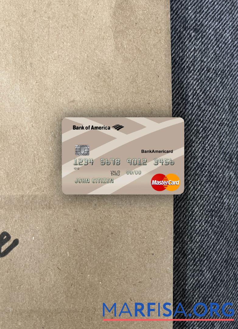 США Банковский of Америка Банковский mastercard фотообраз Лицевая сторона образец