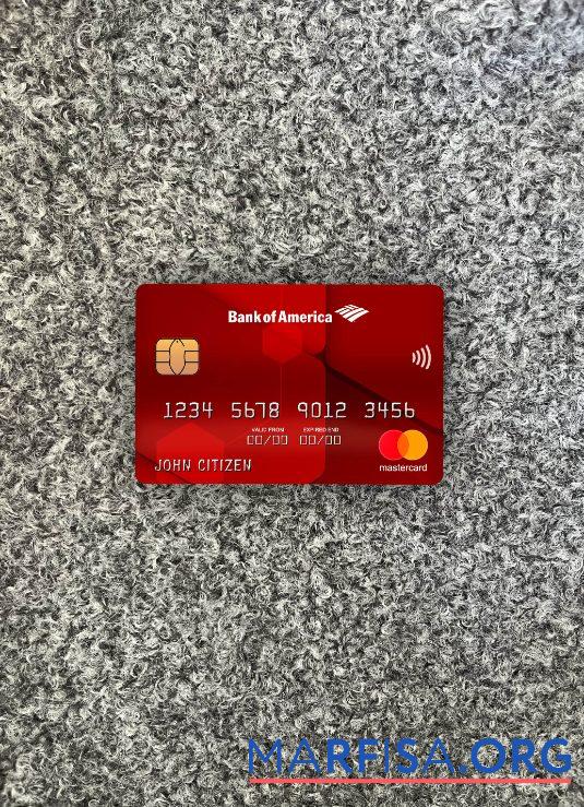 США Банковский of Америка Банковский mastercard red фотообраз Лицевая сторона макет