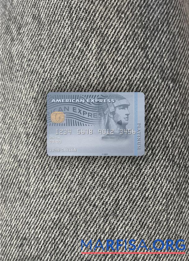 США Банковский of the West Банковский AMEX platinum Карта фотообраз Лицевая сторона шаблон