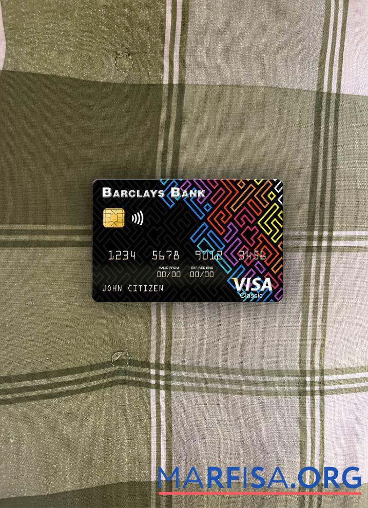 США Barclays Банковский Виза Карта фотообраз Лицевая сторона шаблон