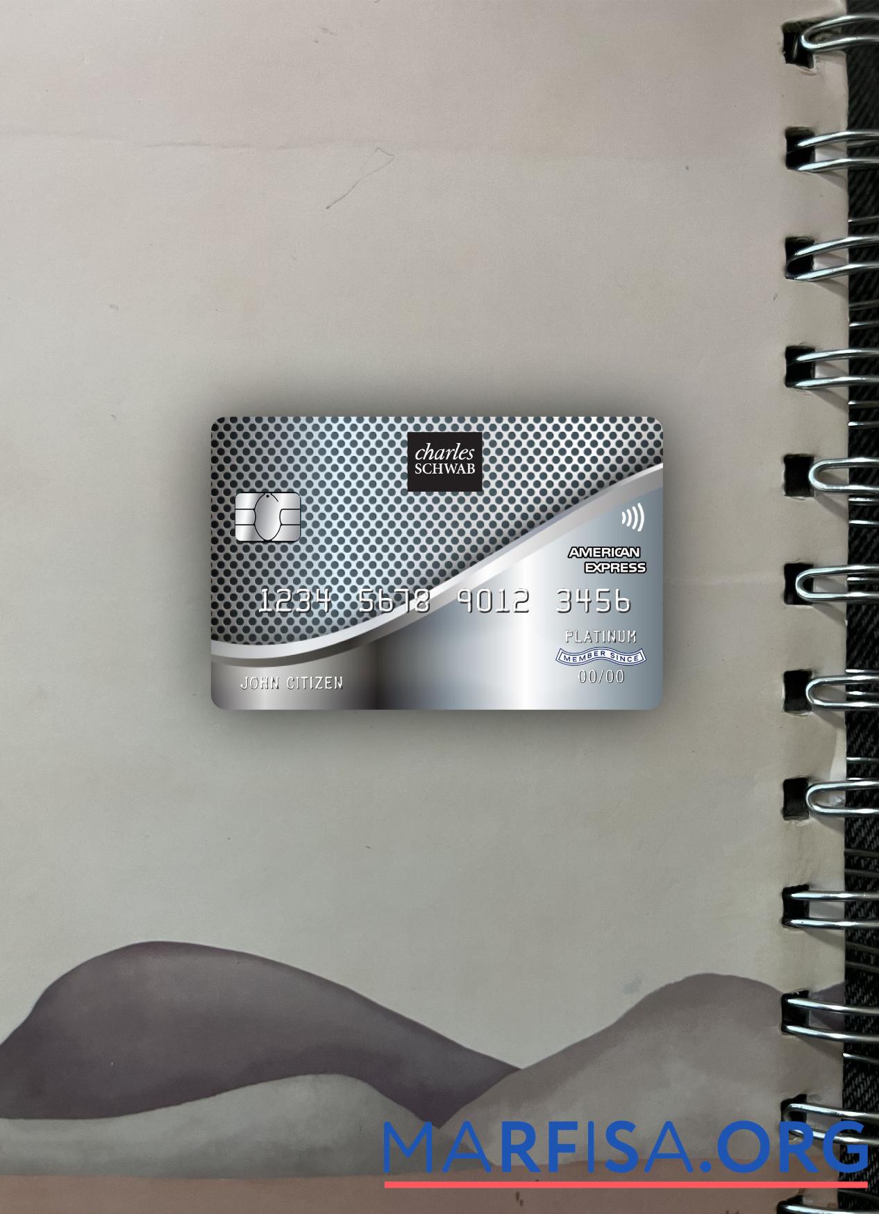 США Charles Schwab & Co Банковский american express Кредит Карта фотообраз Лицевая сторона макет