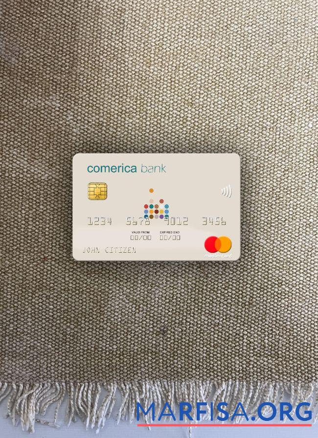 США Comerica Банковский mastercard фотообраз Лицевая сторона шаблон