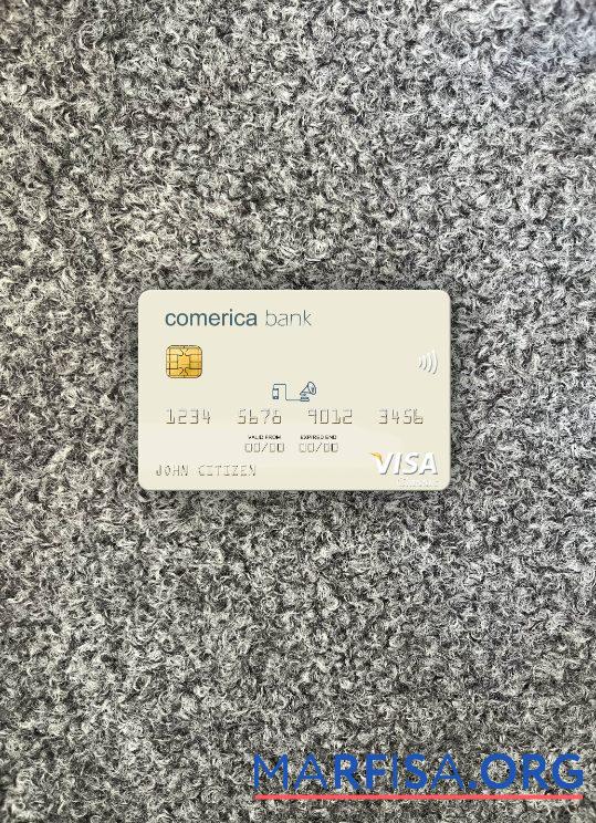 США Comerica Банковский Виза Карта фотообраз Лицевая сторона шаблон