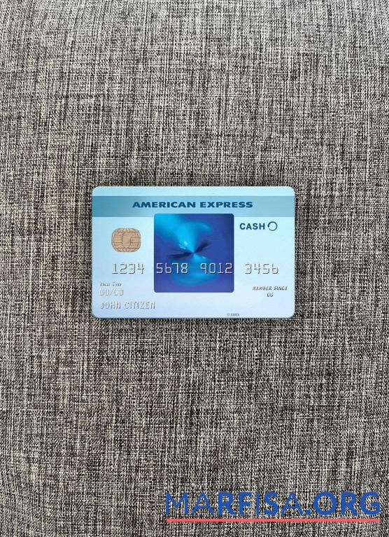 США Commerce Банковский AMEX синий cash everyday Карта фотообраз Лицевая сторона образец