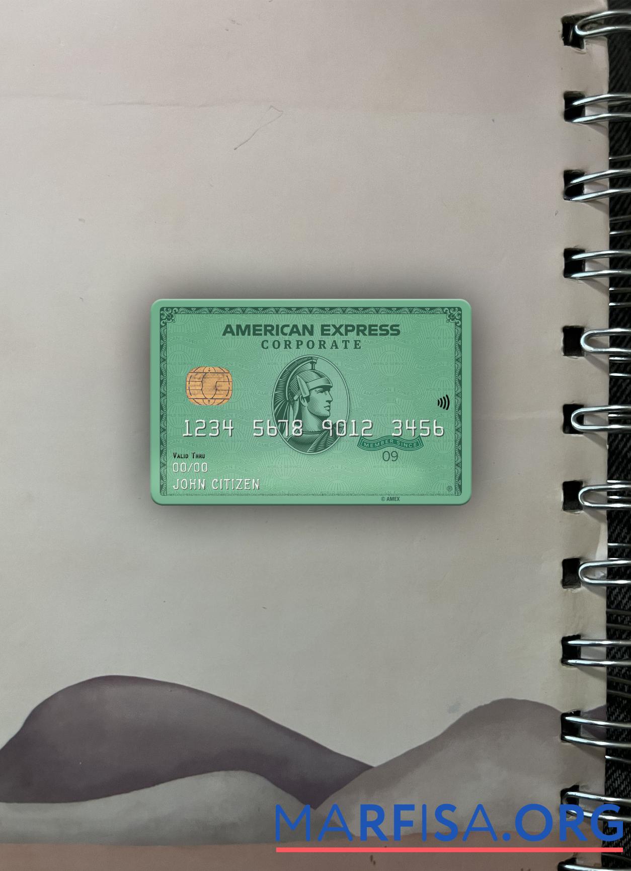 США Heritage Банковский AMEX зелёный Карта фотообраз Лицевая сторона предпросмотр