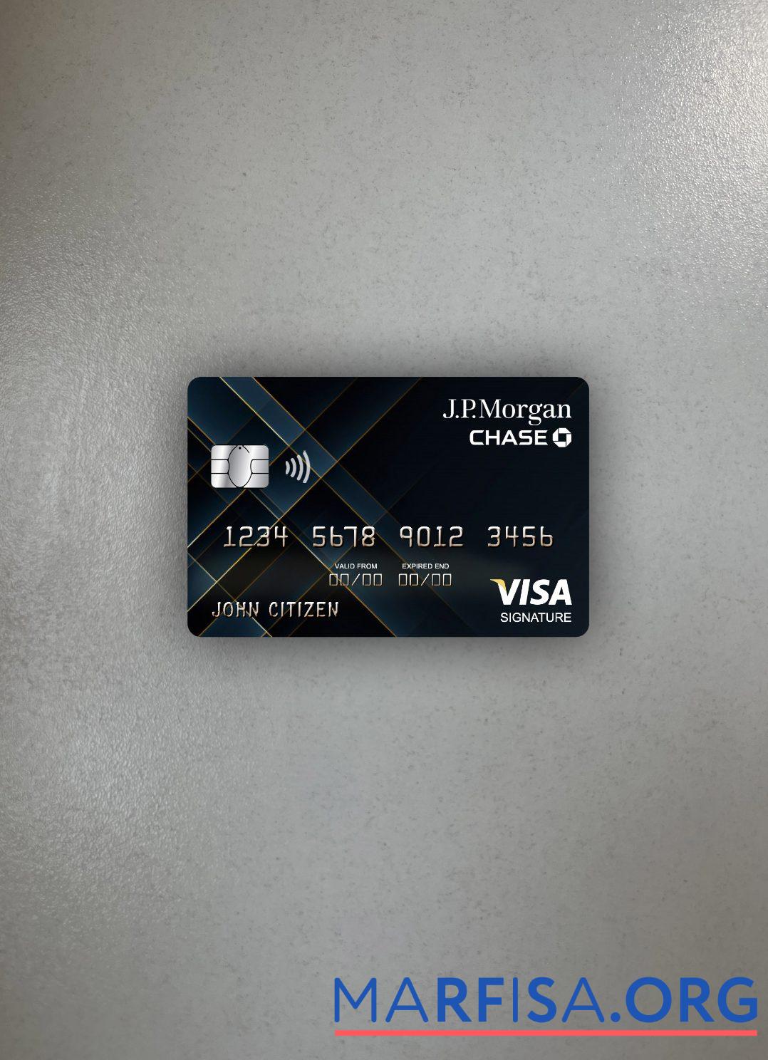 США JP Morgan Chase Банковский Виза Подпись Карта фотообраз Лицевая сторона дизайн