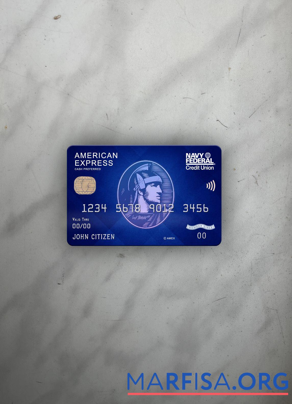США Navy Federal союз Банковский AMEX синий cash preferred фотообраз Лицевая сторона образец