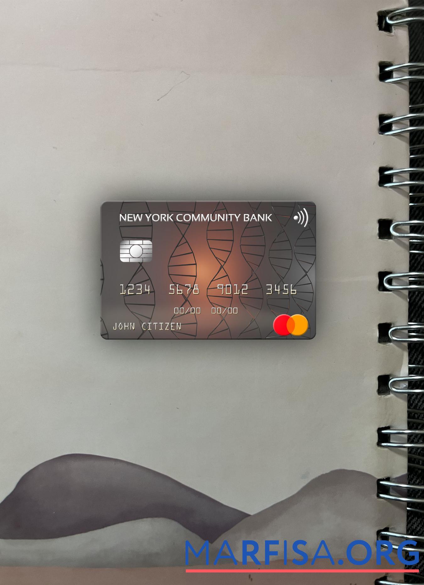 США Новый York Community Банковский mastercard фотообраз Лицевая сторона образец