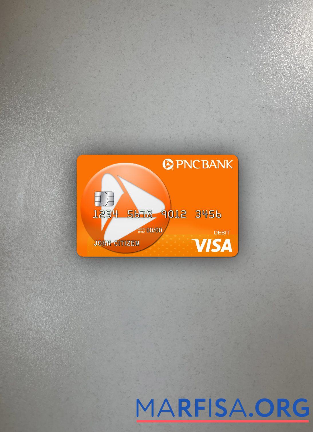 США PNC Банковский Виза Дебет Карта фотообраз Лицевая сторона образец