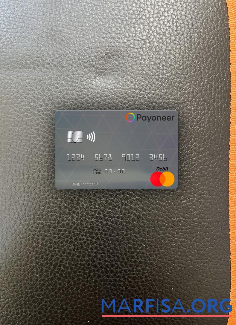 США Payoneer mastercard фотообраз Лицевая сторона шаблон