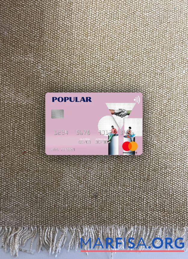 США Popular, Inc. Банковский mastercard Лицевая сторона макет