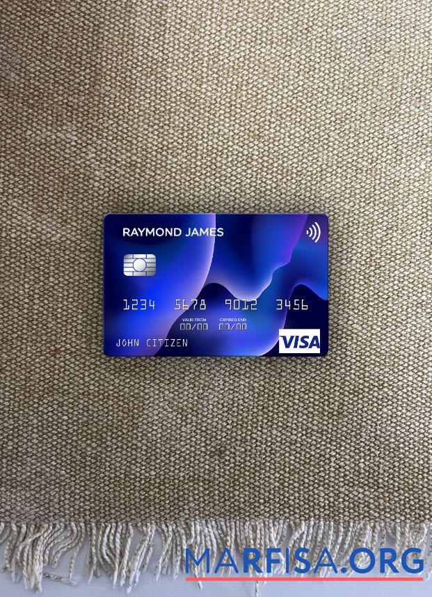 США Raymond James Financial Банковский Виза Карта фотообраз Лицевая сторона шаблон
