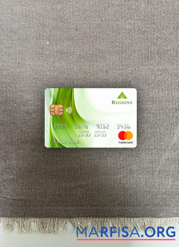 США Regions Банковский mastercard фотообраз Лицевая сторона образец