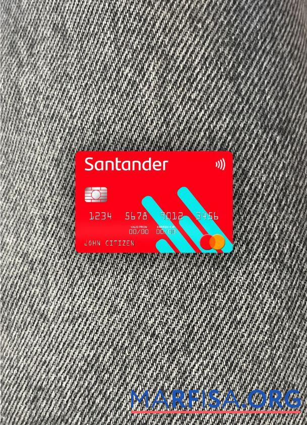 США Santander Банковский mastercard фотообраз Лицевая сторона макет