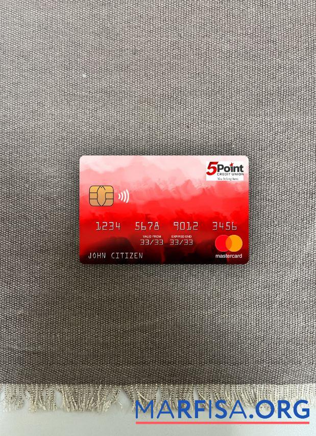 США Texas 5Point Кредит союз Банковский mastercard фотообраз Лицевая сторона образец