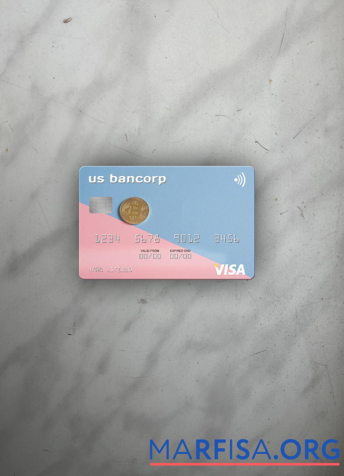 США U.S. Bancorp Банковский Виза Карта фотообраз Лицевая сторона предпросмотр