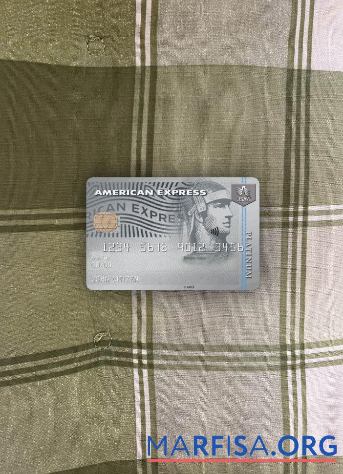 США USAA Банковский AMEX platinum Карта фотообраз Лицевая сторона макет