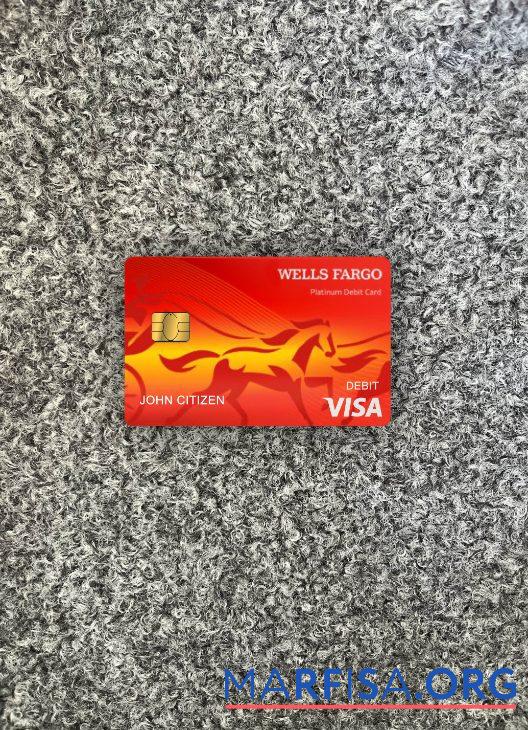 США Wells Fargo Банковский Виза Дебет Карта Версия 2 фотообраз Лицевая сторона образец