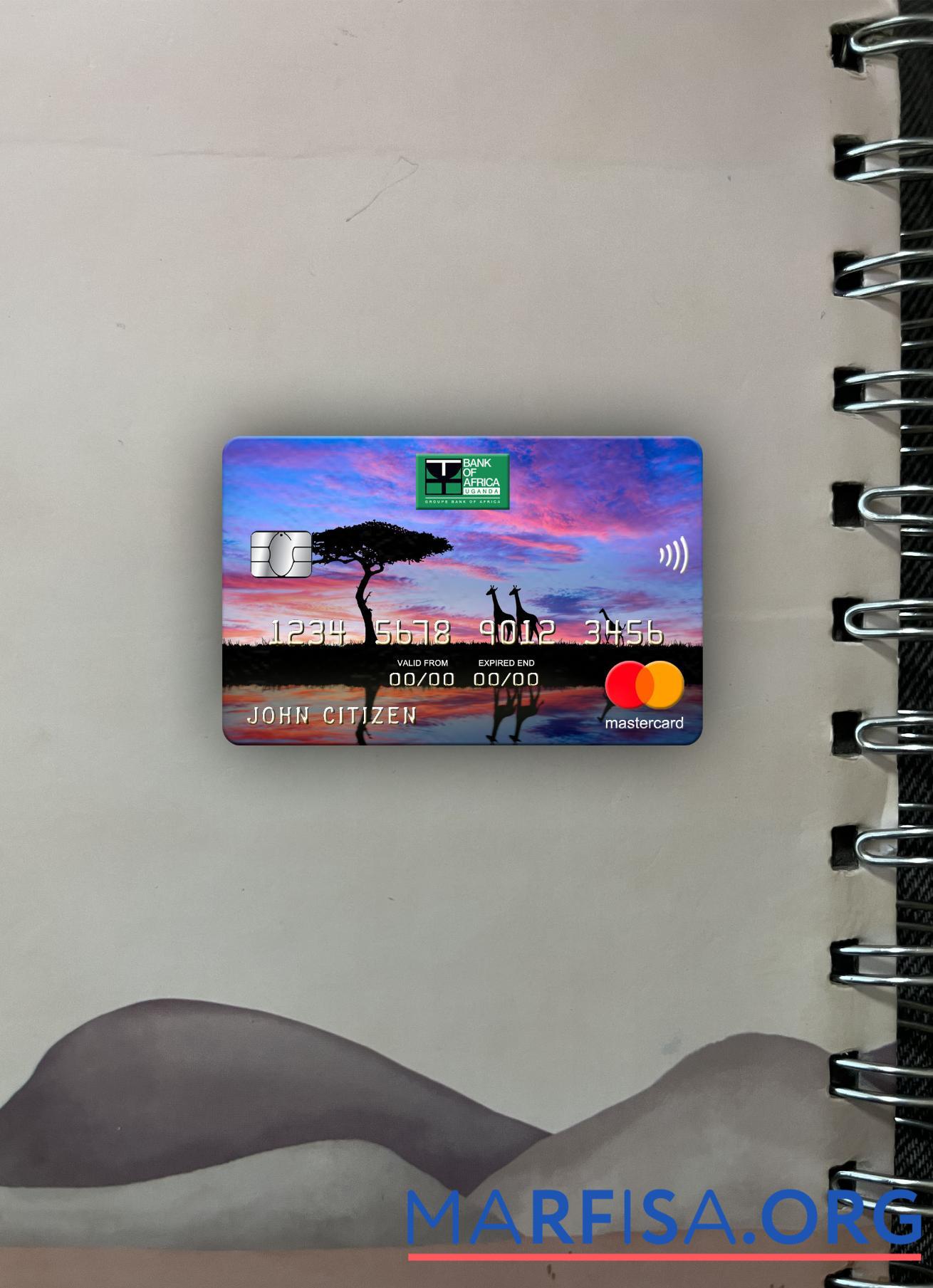 Уганда Банковский of Africa mastercard фотообраз Лицевая сторона дизайн