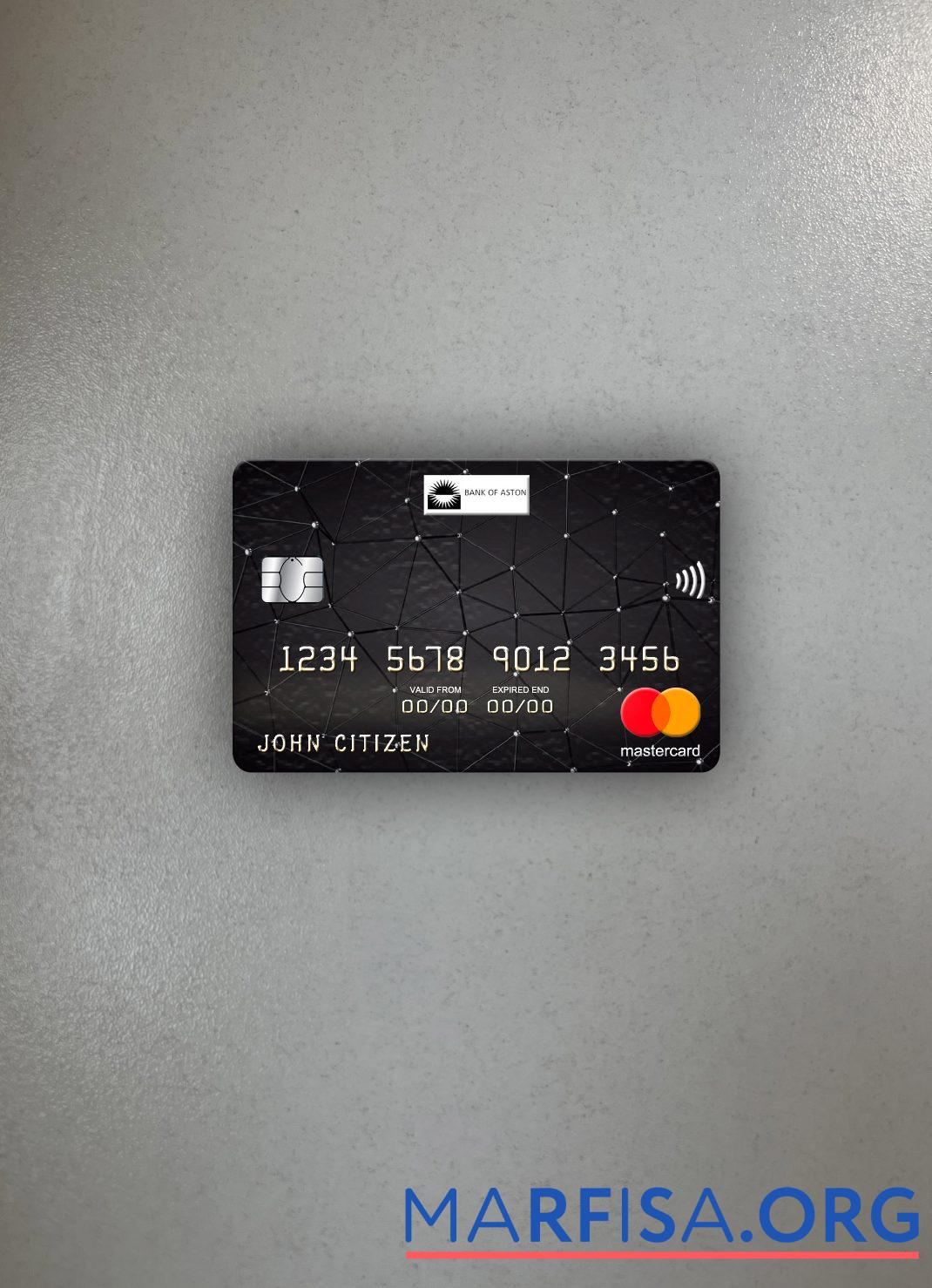 Великобритания Банковский of Aston mastercard фотообраз Лицевая сторона макет