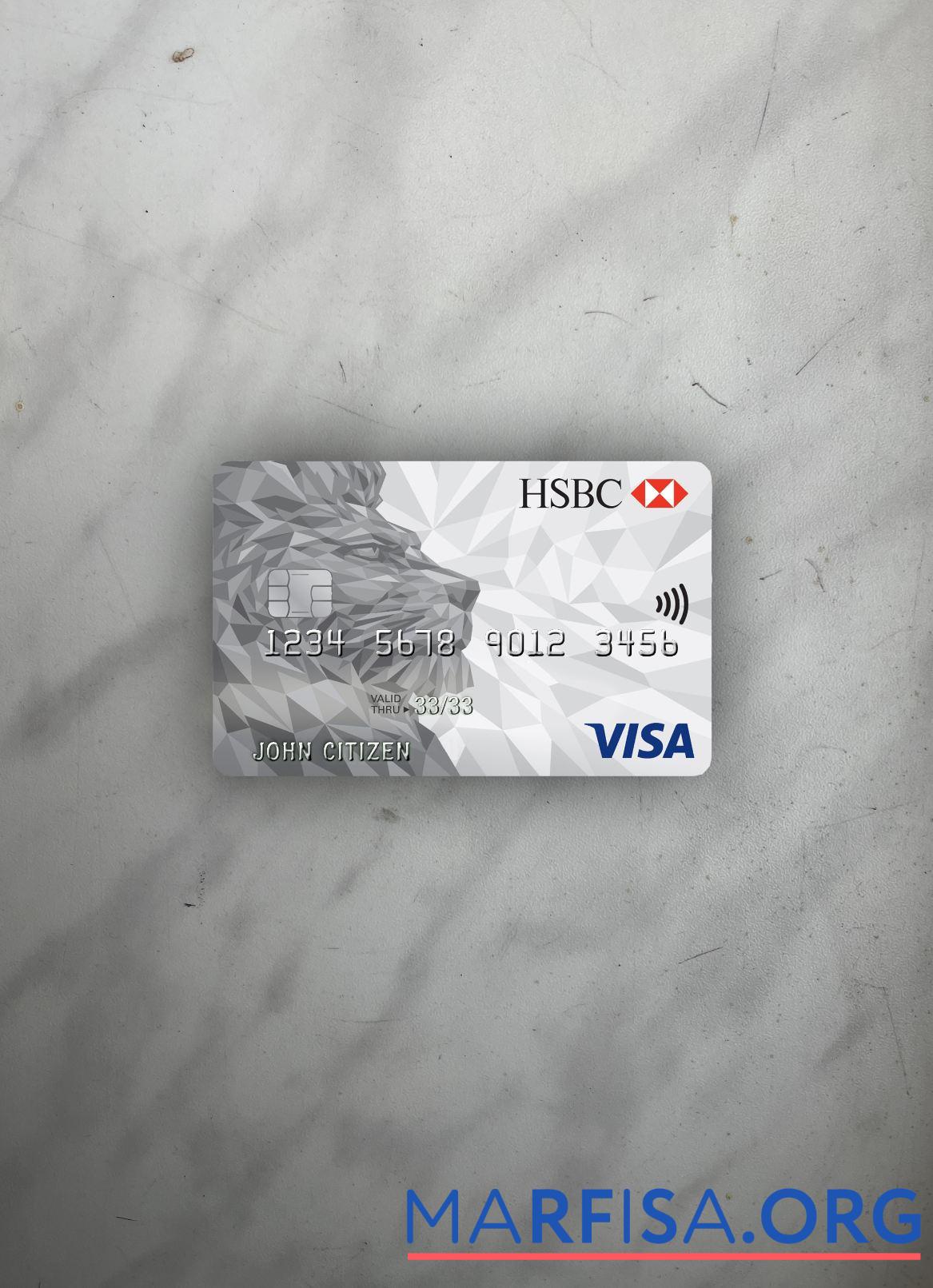 Великобритания HSBC Виза classic Карта фотообраз Лицевая сторона образец