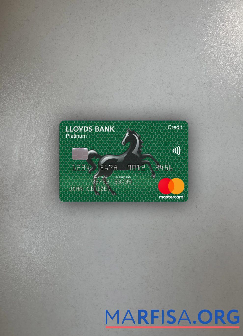 Великобритания Lloyds platinum mastercard фотообраз Лицевая сторона образец