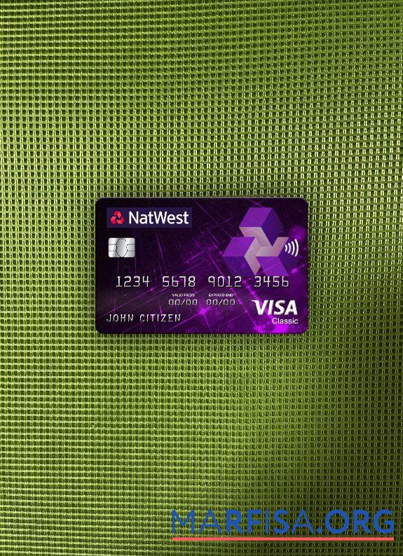 Великобритания NatWest Банковский Виза classic Карта фотообраз Лицевая сторона шаблон