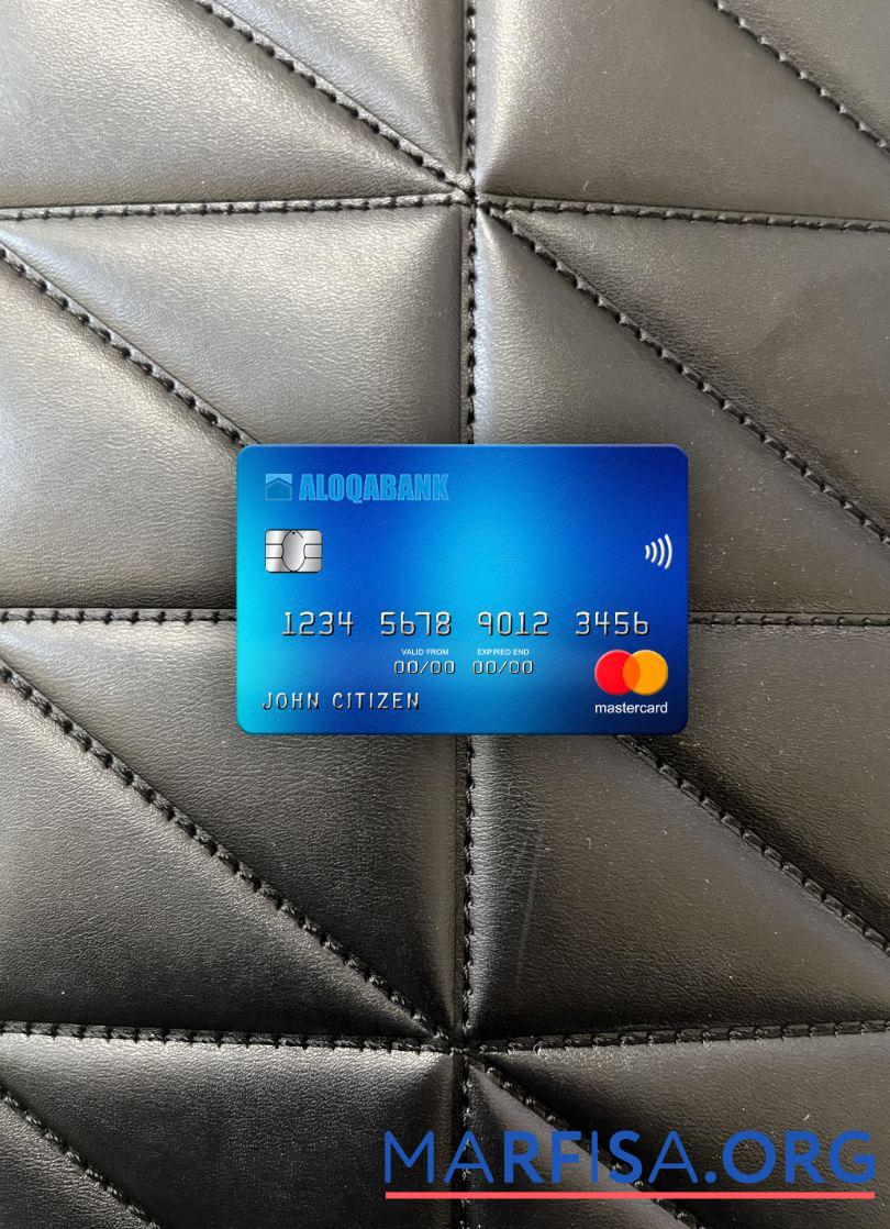 Узбекистан Aloqabank mastercard фотообраз Лицевая сторона образец