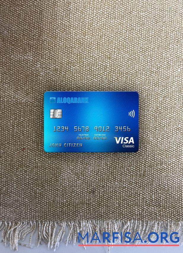 Узбекистан Aloqabank Виза classic Карта фотообраз Лицевая сторона предпросмотр