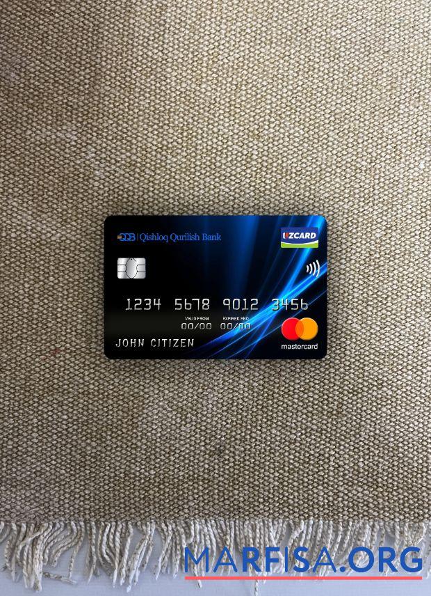 Узбекистан Qishloq Qurilish Банковский mastercard фотообраз Лицевая сторона дизайн