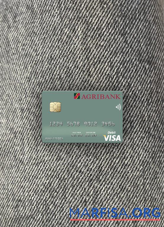 Вьетнам Agribank Виза Дебет Карта фотообраз Лицевая сторона предпросмотр