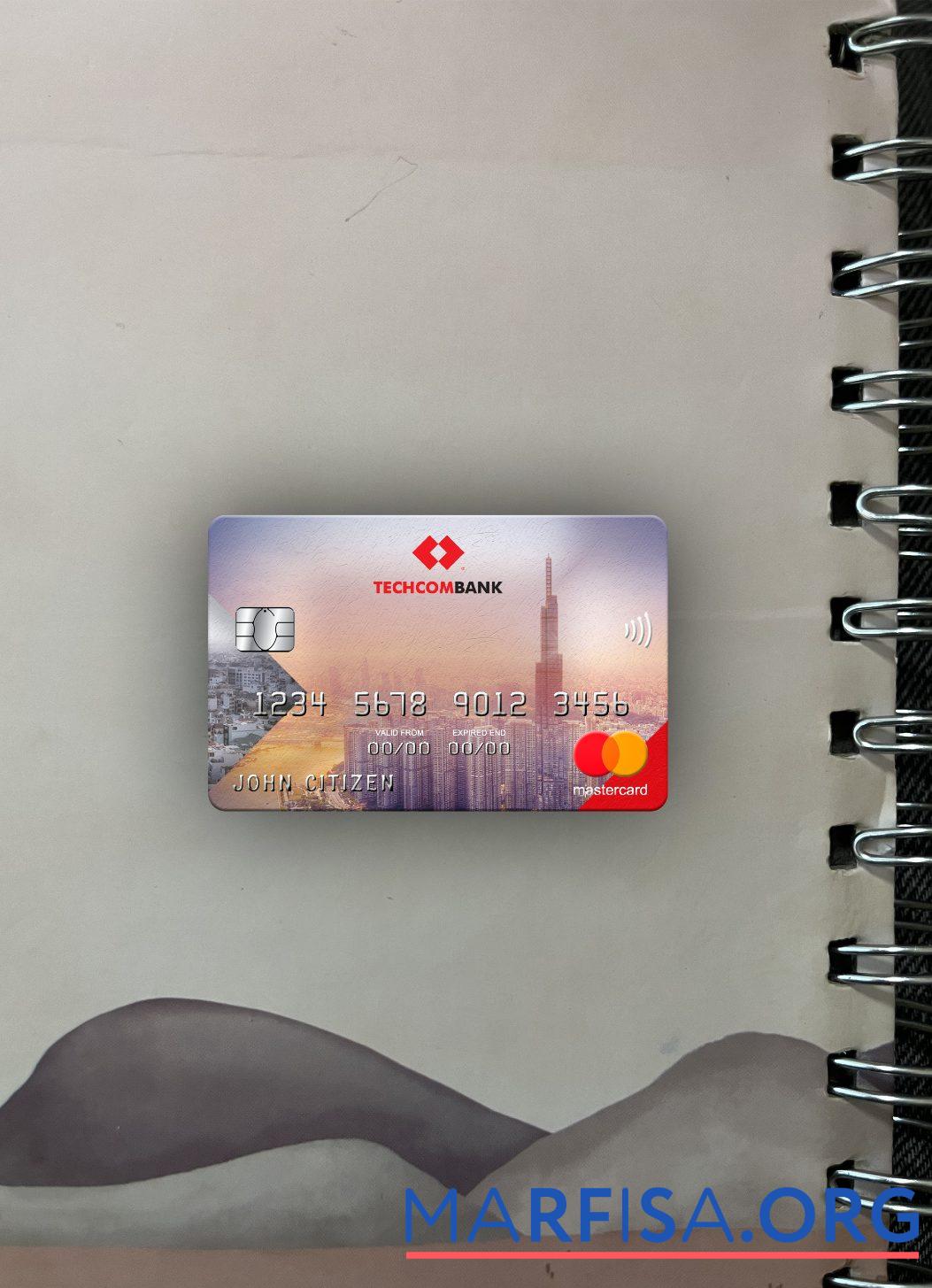 Вьетнам Techcombank mastercard фотообраз Лицевая сторона шаблон