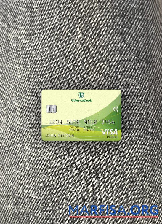 Вьетнам Vietcombank Виза electron Карта фотообраз Лицевая сторона дизайн