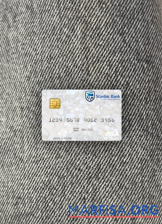 Зимбабве Stanbic Банковский Виза Дебет Карта фотообраз Лицевая сторона дизайн